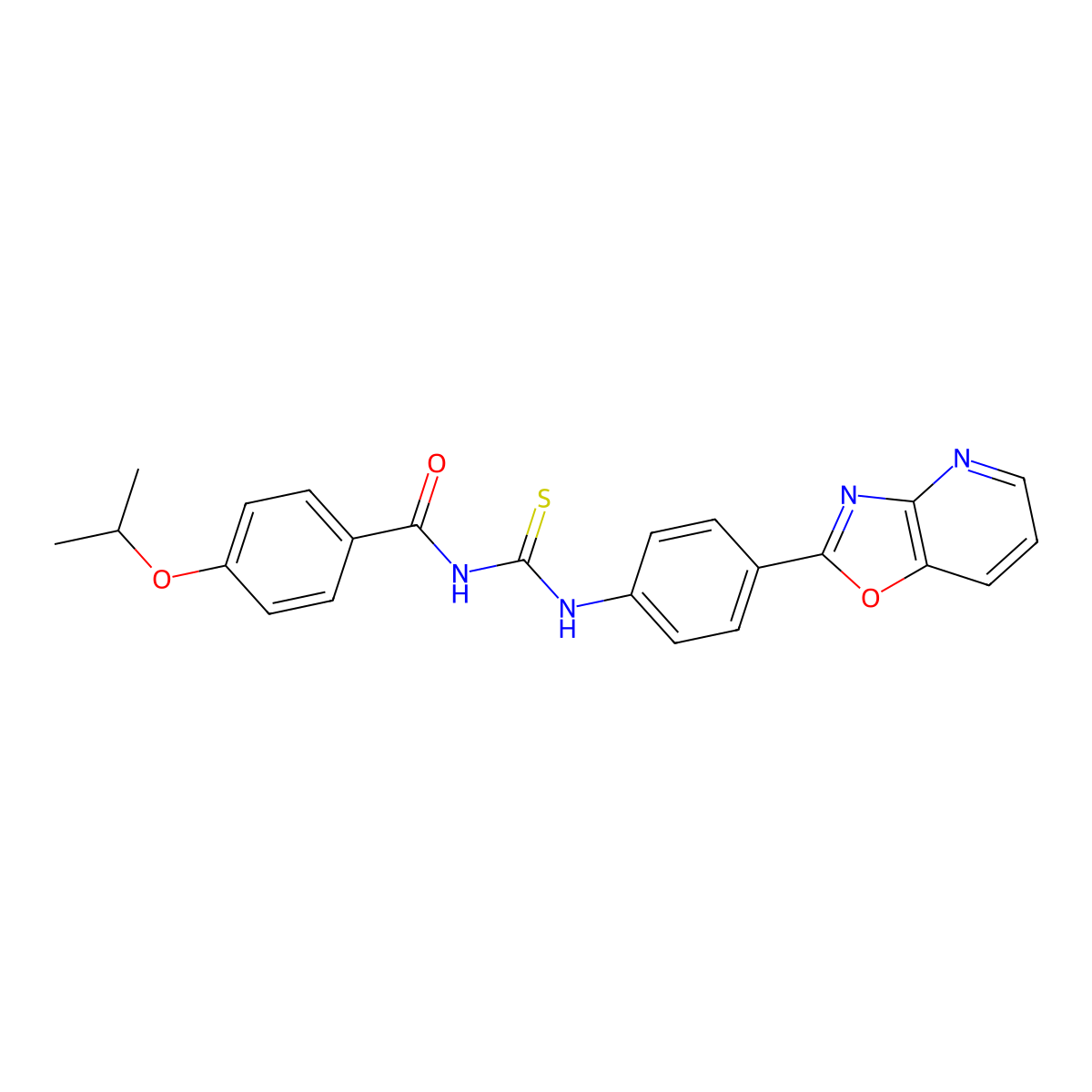 N-[[4-([1,3]oxazolo[4,5-b]pyridin-2-yl)phenyl]carbamothioyl]-4-propan-2-yloxybenzamide molecular structure, CAS 381180-51-4