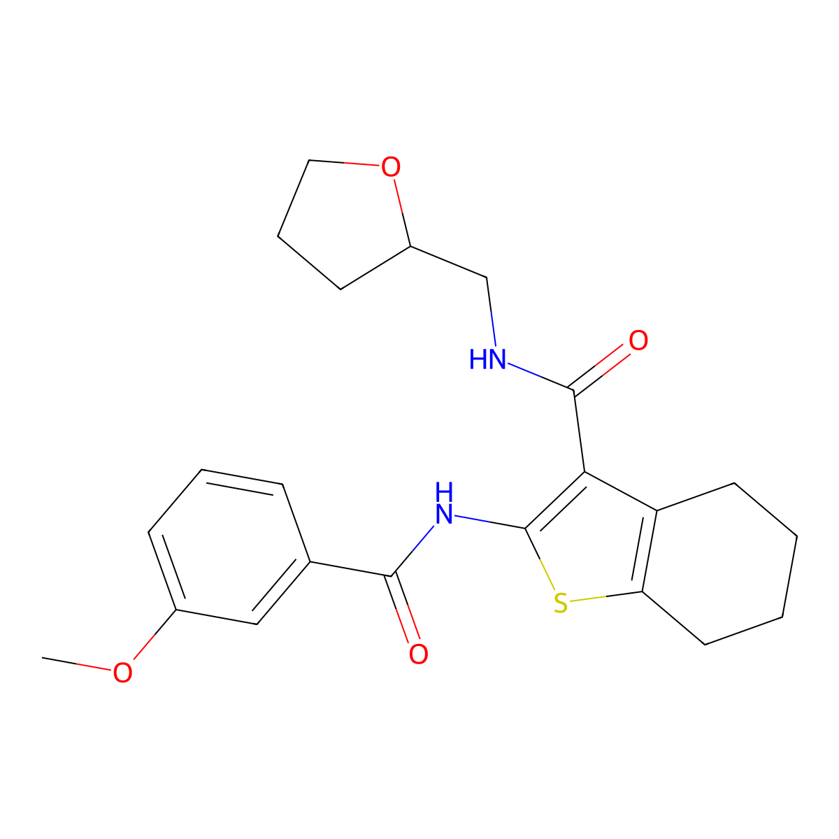 2-[(3-methoxybenzoyl)amino]-N-(oxolan-2-ylmethyl)-4,5,6,7-tetrahydro-1-benzothiophene-3-carboxamide molecular structure, CAS 381180-86-5