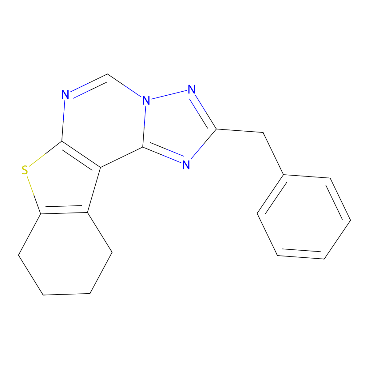 2-Benzyl-8,9,10,11-tetrahydro[1]benzothieno[3,2-e][1,2,4]triazolo[1,5-c]pyrimidine molecular structure, CAS 381180-89-8
