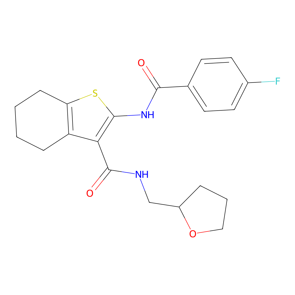 2-(4-fluorobenzamido)-N-[(oxolan-2-yl)methyl]-4,5,6,7-tetrahydro-1-benzothiophene-3-carboxamide molecular structure, CAS 381181-05-1