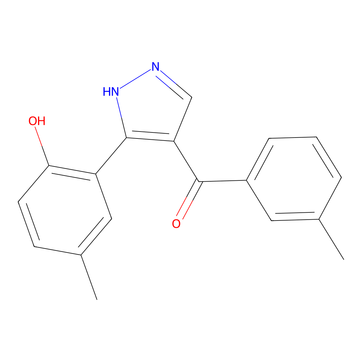 (3-(2-hydroxy-5-methylphenyl)-1H-pyrazol-4-yl)(m-tolyl)methanone molecular structure, CAS 381181-34-6