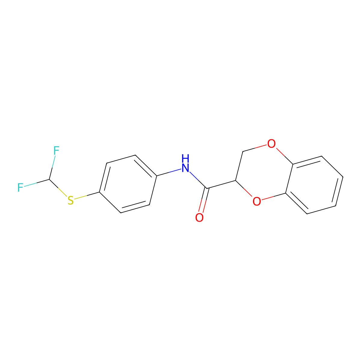 N-{4-[(difluoromethyl)sulfanyl]phenyl}-2,3-dihydro-1,4-benzodioxine-2-carboxamide molecular structure, CAS 381181-72-2