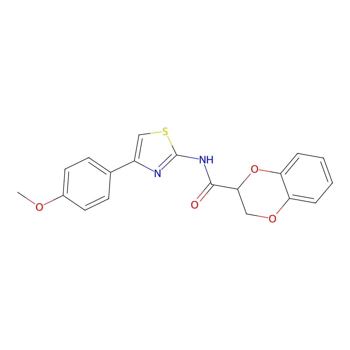 N-(4-(4-methoxyphenyl)thiazol-2-yl)-2,3-dihydrobenzo[b][1,4]dioxine-2-carboxamide molecular structure, CAS 381181-82-4