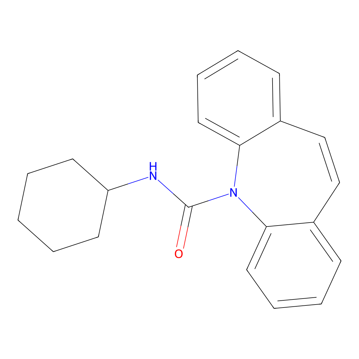 N-cyclohexylbenzo[b][1]benzazepine-11-carboxamide molecular structure, CAS 381184-44-7