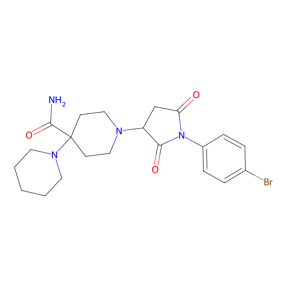 1-[1-(4-Bromophenyl)-2,5-dioxopyrrolidin-3-yl]-4-piperidin-1-ylpiperidine-4-carboxamide molecular structure, CAS 381185-13-3