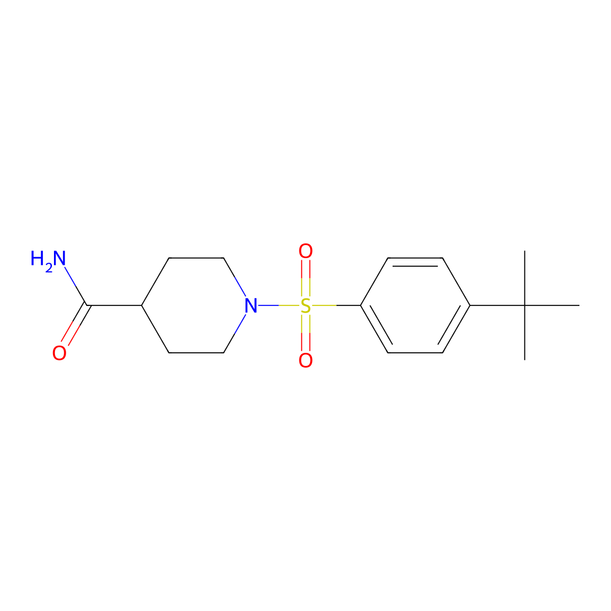 1-[(4-Tert-butylphenyl)sulfonyl]piperidine-4-carboxamide molecular structure, CAS 381185-18-8