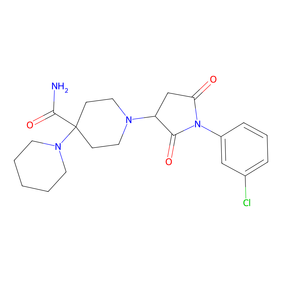 1-[1-(3-Chlorophenyl)-2,5-dioxopyrrolidin-3-yl]-4-piperidin-1-ylpiperidine-4-carboxamide molecular structure, CAS 381185-71-3