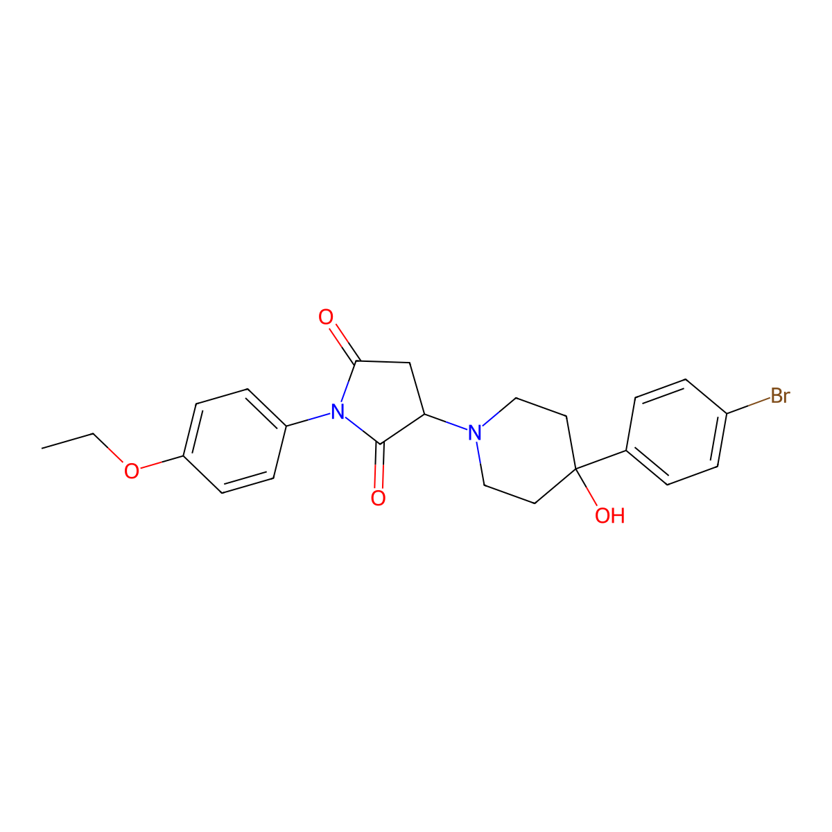 3-[4-(4-Bromophenyl)-4-hydroxypiperidin-1-yl]-1-(4-ethoxyphenyl)pyrrolidine-2,5-dione molecular structure, CAS 381185-74-6