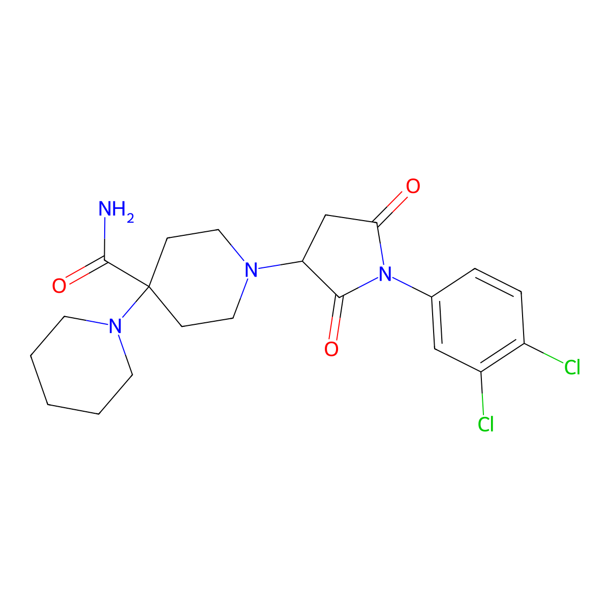 1-[1-(3,4-Dichlorophenyl)-2,5-dioxopyrrolidin-3-yl]-4-piperidin-1-ylpiperidine-4-carboxamide molecular structure, CAS 381185-91-7