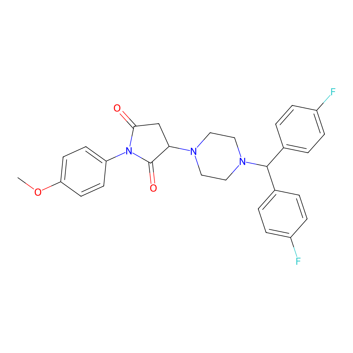 3-{4-[Bis(4-fluorophenyl)methyl]piperazin-1-yl}-1-(4-methoxyphenyl)pyrrolidine-2,5-dione molecular structure, CAS 381186-34-1