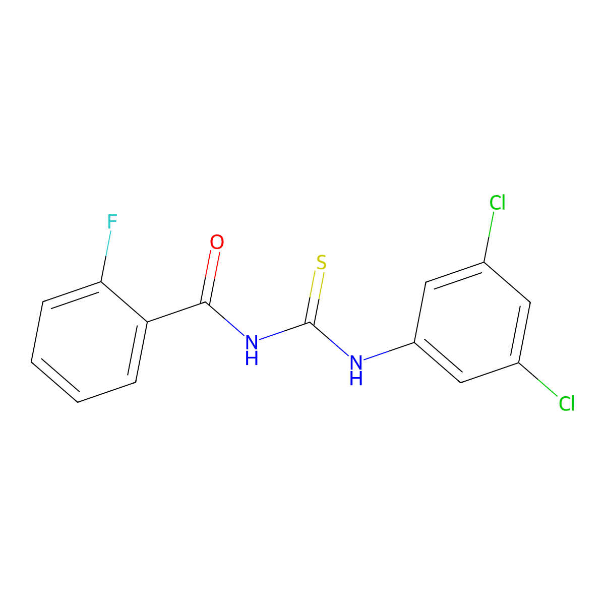 N-[(3,5-dichlorophenyl)carbamothioyl]-2-fluorobenzamide molecular structure, CAS 381186-65-8