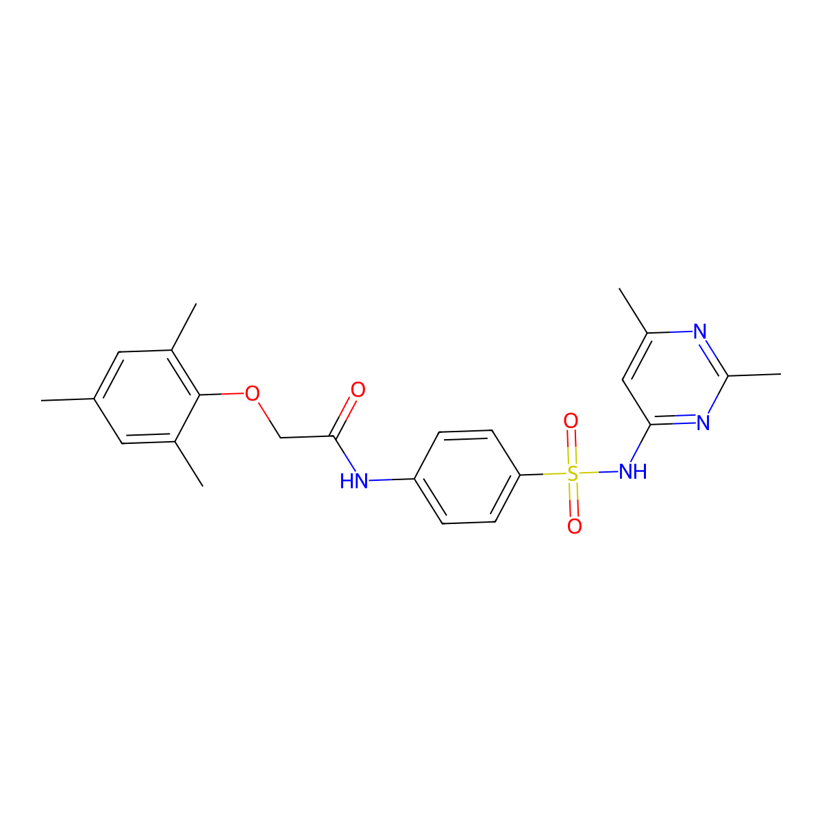 N-[4-[(2,6-dimethylpyrimidin-4-yl)sulfamoyl]phenyl]-2-(2,4,6-trimethylphenoxy)acetamide molecular structure, CAS 381186-93-2