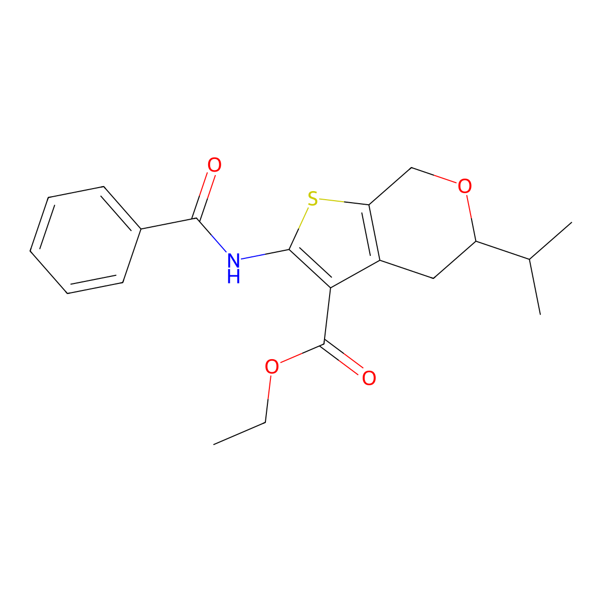 ethyl 2-benzamido-5-propan-2-yl-5,7-dihydro-4H-thieno[2,3-c]pyran-3-carboxylate molecular structure, CAS 381187-00-4