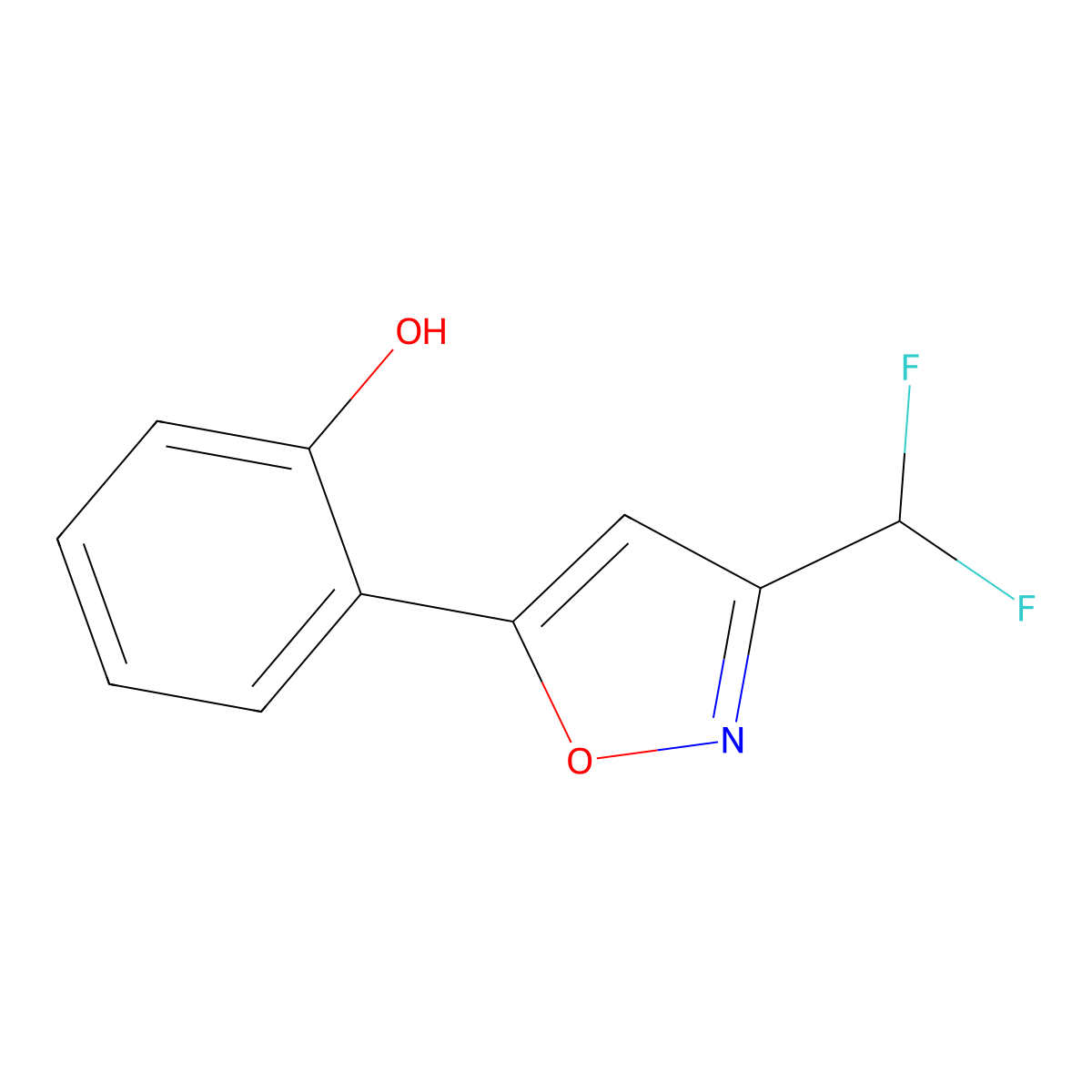 Phenol, 2-[3-(difluoromethyl)-5-isoxazolyl]- molecular structure, CAS 381187-18-4