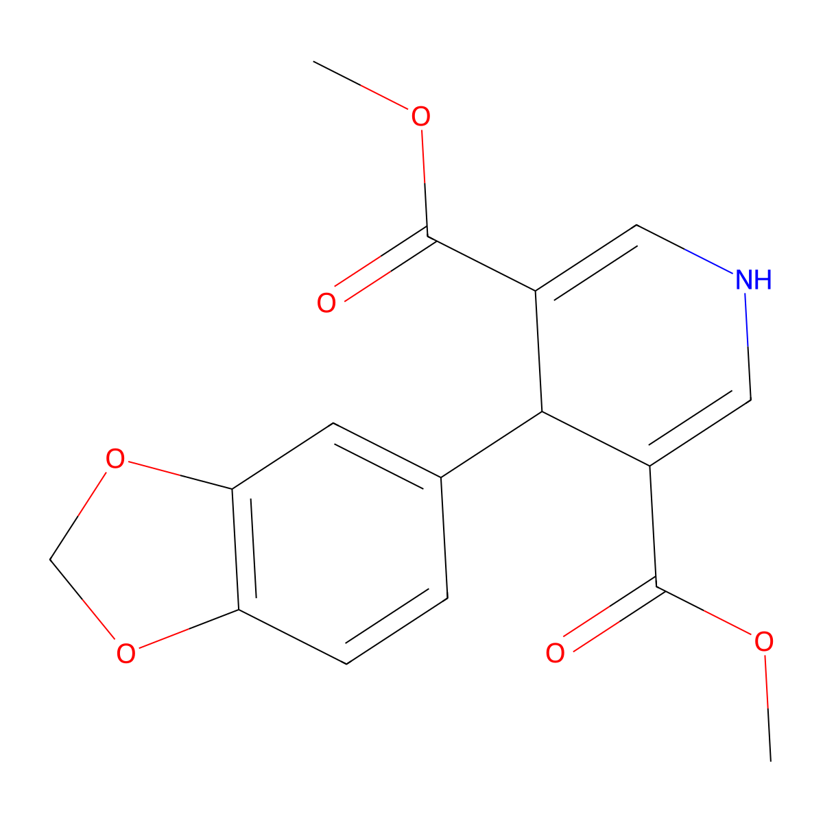 Dimethyl 4-(1,3-benzodioxol-5-yl)-1,4-dihydropyridine-3,5-dicarboxylate molecular structure, CAS 381187-24-2