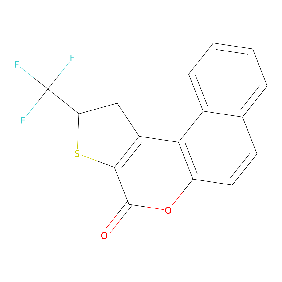 2-(trifluoromethyl)-1H-benzo[f]thieno[2,3-c]chromen-4(2H)-one molecular structure, CAS 381187-31-1