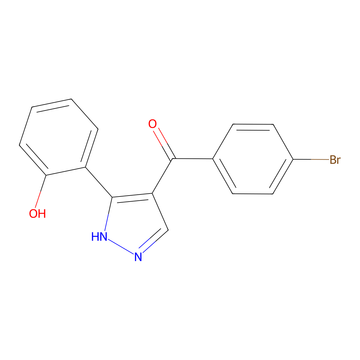 (4-bromophenyl)(3-(2-hydroxyphenyl)-1H-pyrazol-4-yl)methanone molecular structure, CAS 381187-40-2