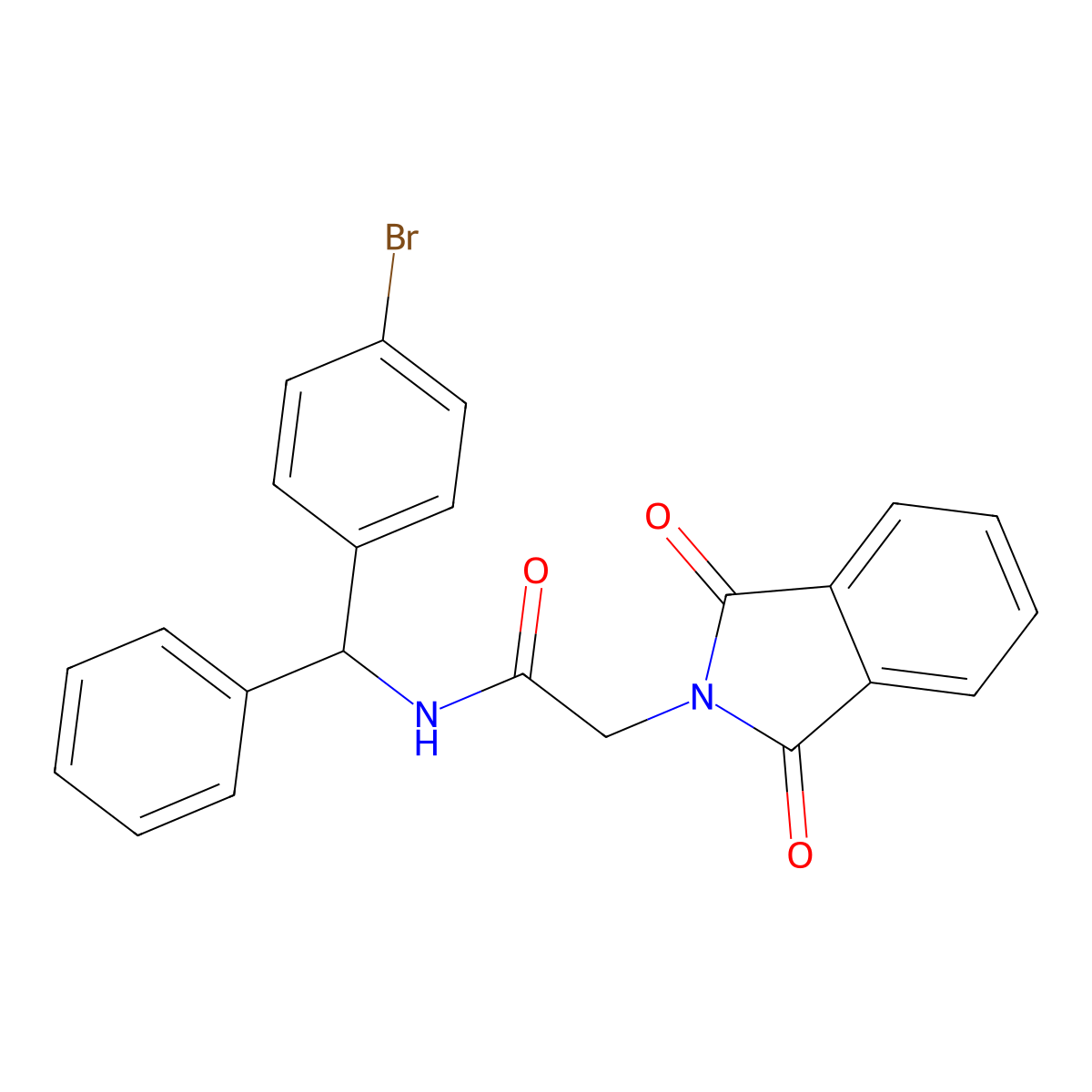 N-[(4-bromophenyl)-phenylmethyl]-2-(1,3-dioxoisoindol-2-yl)acetamide molecular structure, CAS 381187-98-0