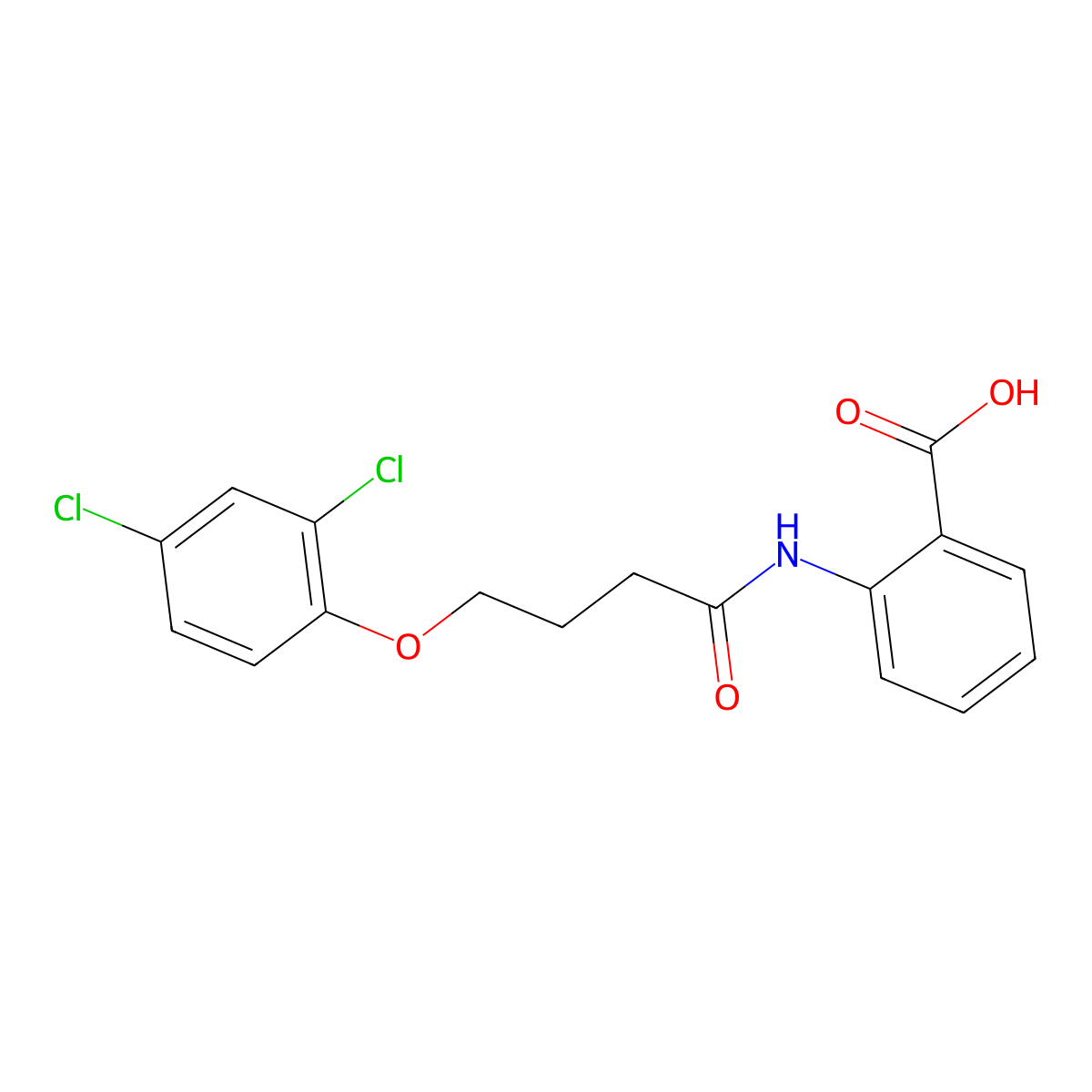 2-(4-(2,4-Dichlorophenoxy)butanamido)benzoic acid molecular structure, CAS 381188-43-8
