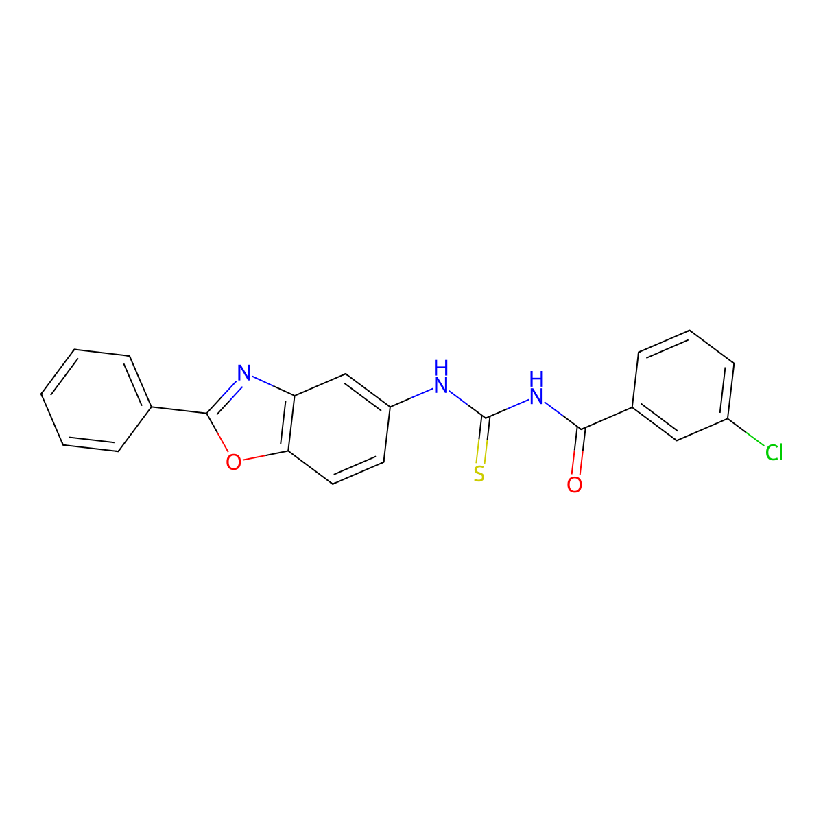 3-chloro-N-[(2-phenyl-1,3-benzoxazol-5-yl)carbamothioyl]benzamide molecular structure, CAS 381189-16-8