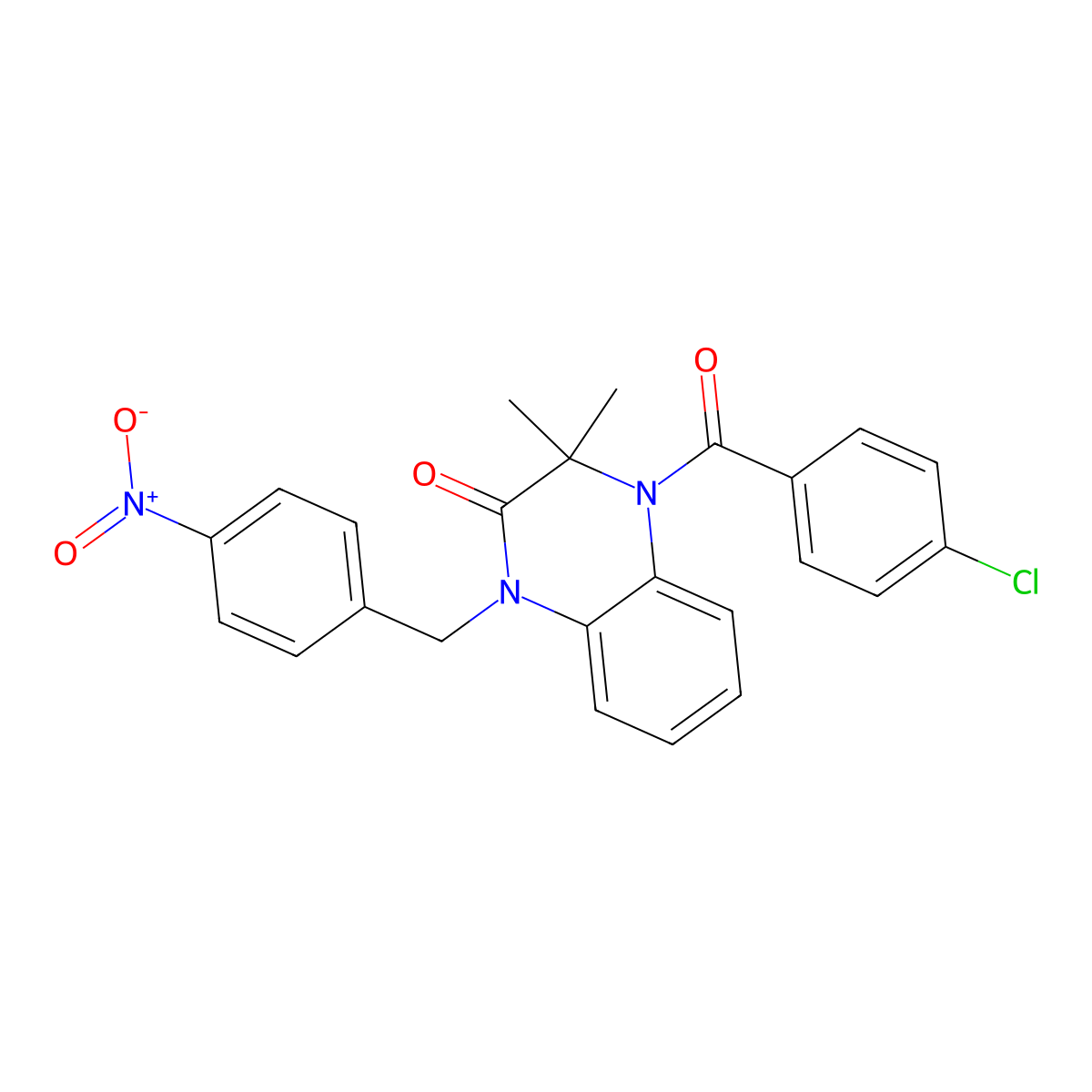 4-(4-Chlorobenzoyl)-3,3-dimethyl-1-[(4-nitrophenyl)methyl]quinoxalin-2-one molecular structure, CAS 381190-10-9