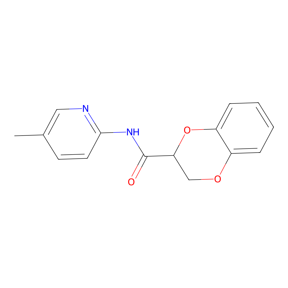N-(5-methylpyridin-2-yl)-2,3-dihydro-1,4-benzodioxine-2-carboxamide molecular structure, CAS 381191-03-3