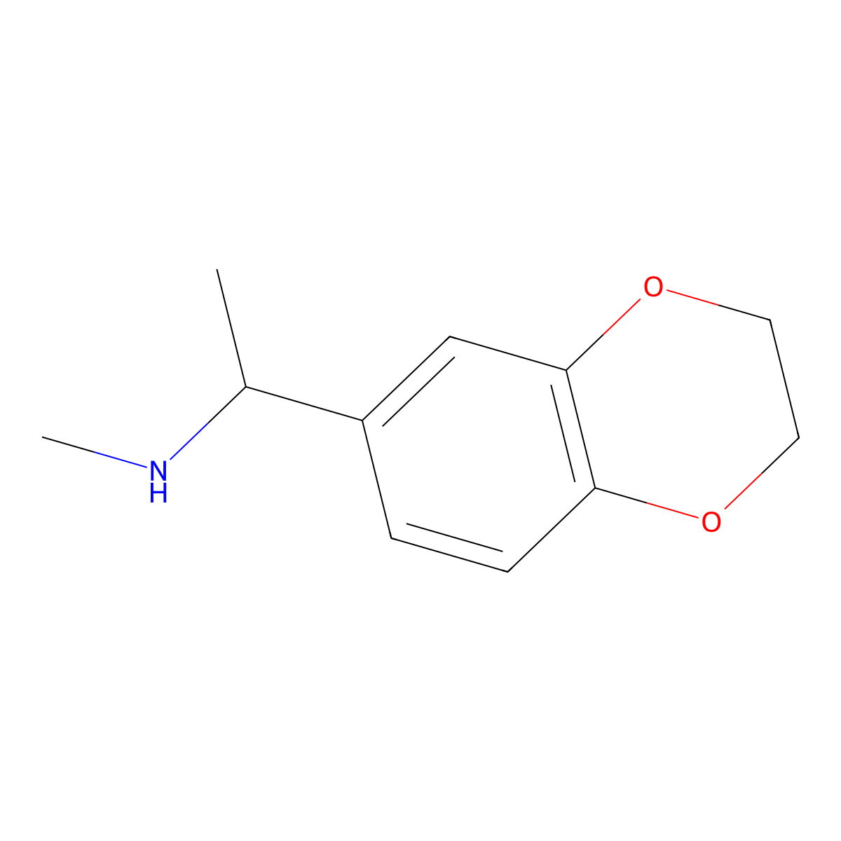 1-(2,3-dihydro-1,4-benzodioxin-6-yl)-N-methylethanamine molecular structure, CAS 381191-92-0