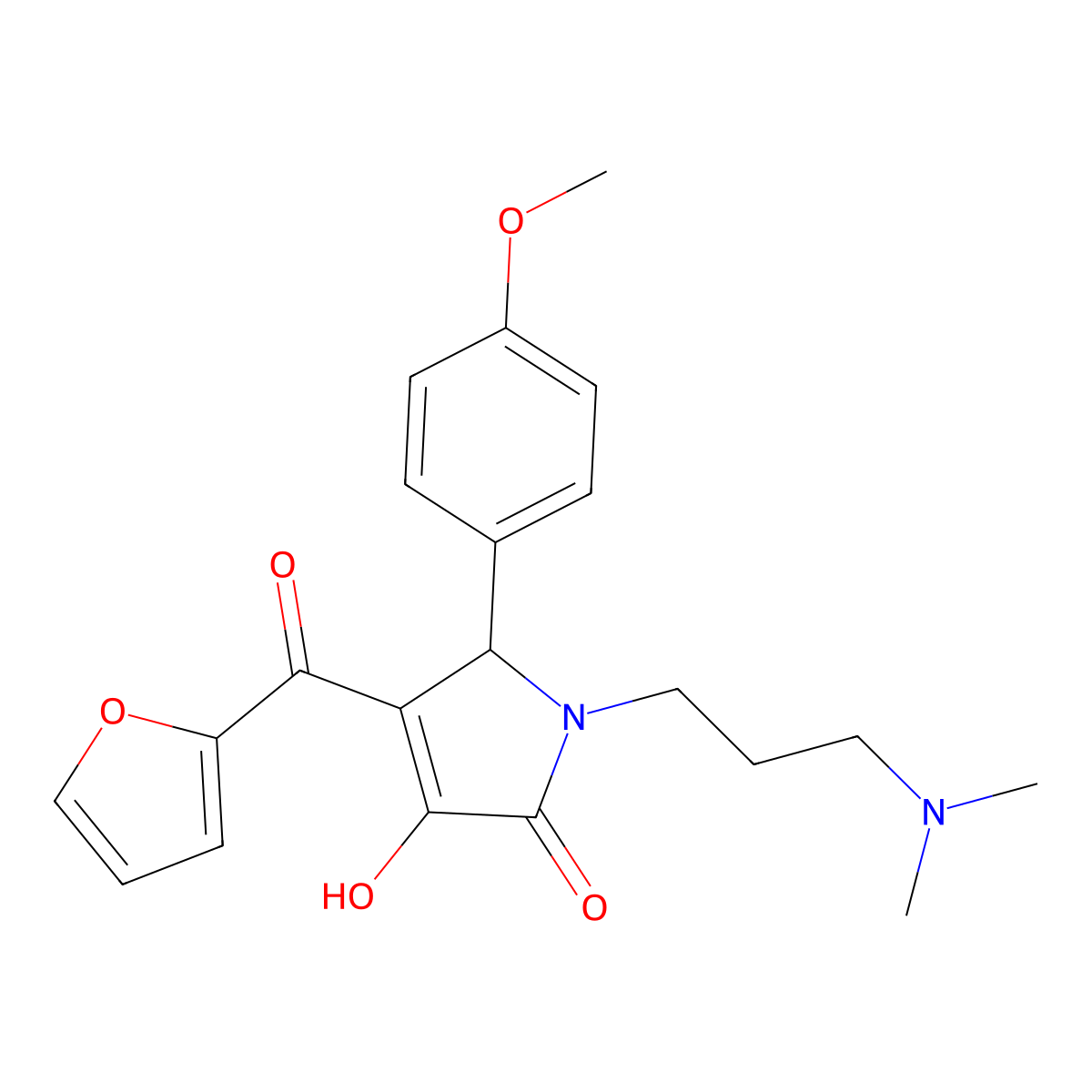 1-[3-(dimethylamino)propyl]-4-(furan-2-carbonyl)-3-hydroxy-5-(4-methoxyphenyl)-2,5-dihydro-1H-pyrrol-2-one molecular structure, CAS 381191-93-1