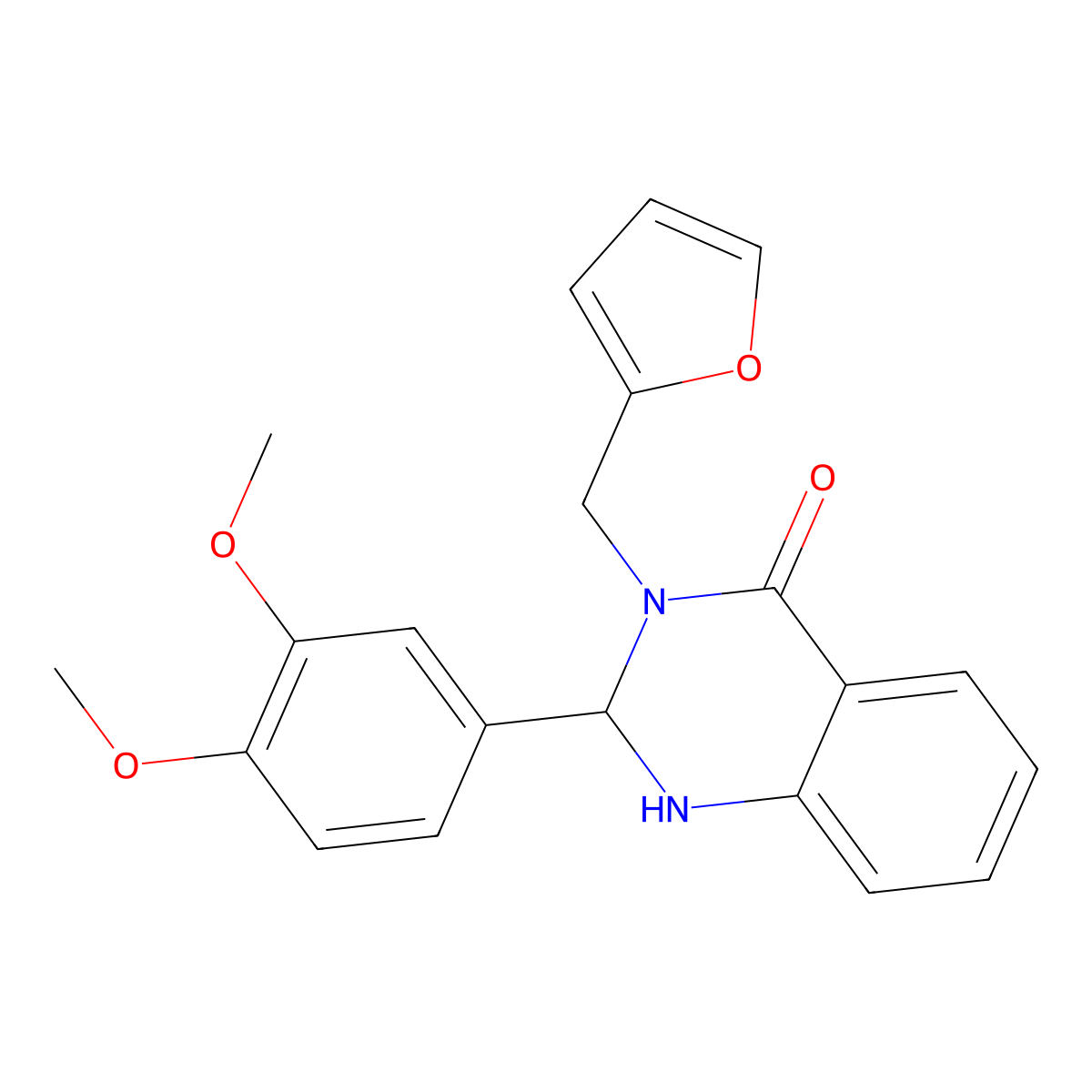 2-(3,4-Dimethoxyphenyl)-3-(furan-2-ylmethyl)-1,2-dihydroquinazolin-4-one molecular structure, CAS 381192-27-4