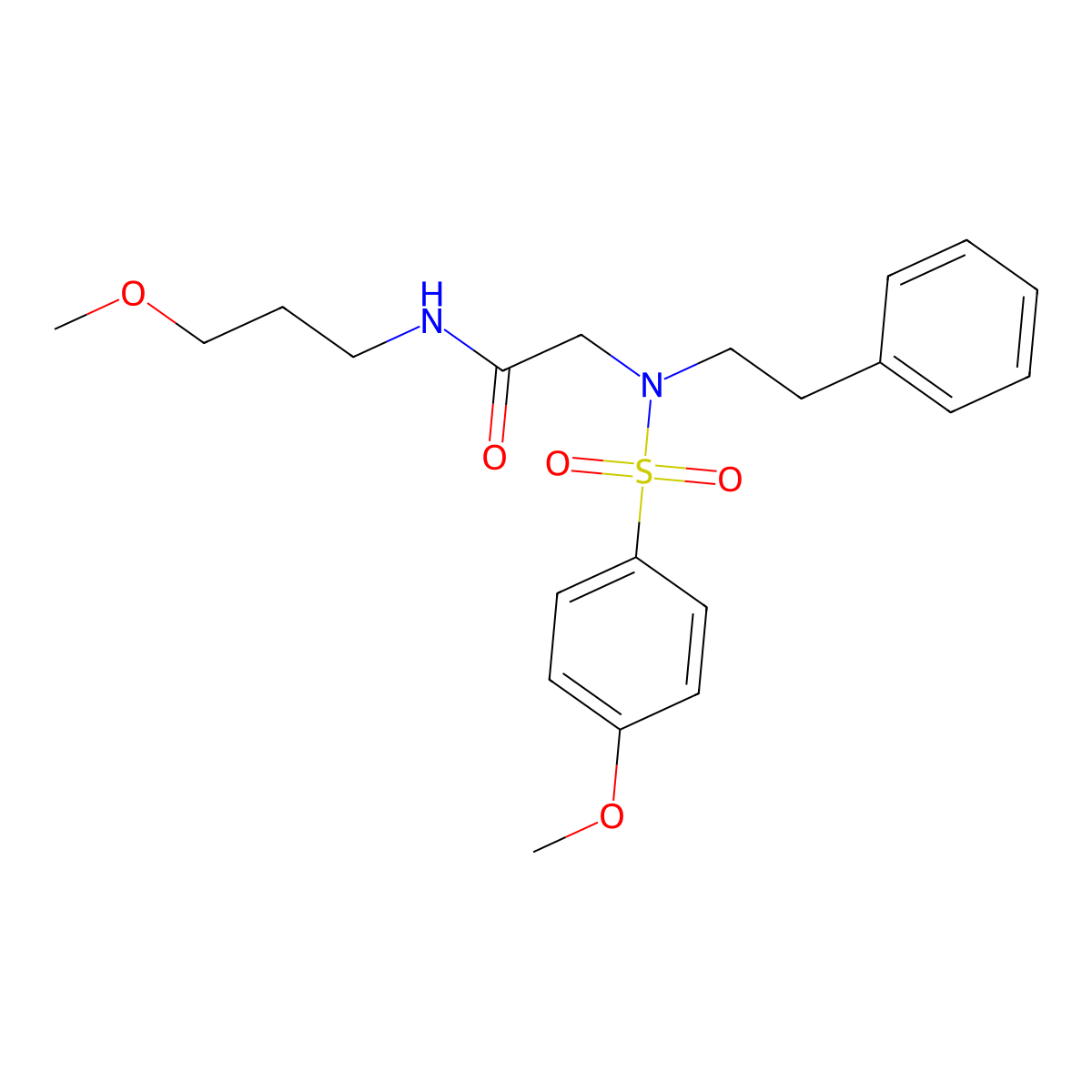 2-(4-methoxy-N-phenethylphenylsulfonamido)-N-(3-methoxypropyl)acetamide molecular structure, CAS 381192-32-1
