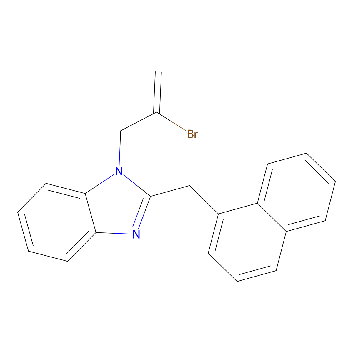 1-(2-bromoallyl)-2-(naphthalen-1-ylmethyl)-1H-benzo[d]imidazole molecular structure, CAS 381192-37-6