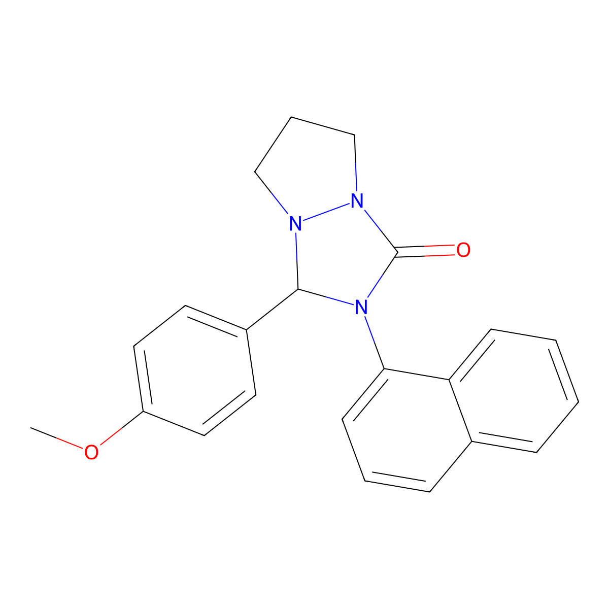 3-(4-methoxyphenyl)-2-(1-naphthyl)tetrahydro-1H,5H-pyrazolo[1,2-a][1,2,4]triazol-1-one molecular structure, CAS 381192-72-9