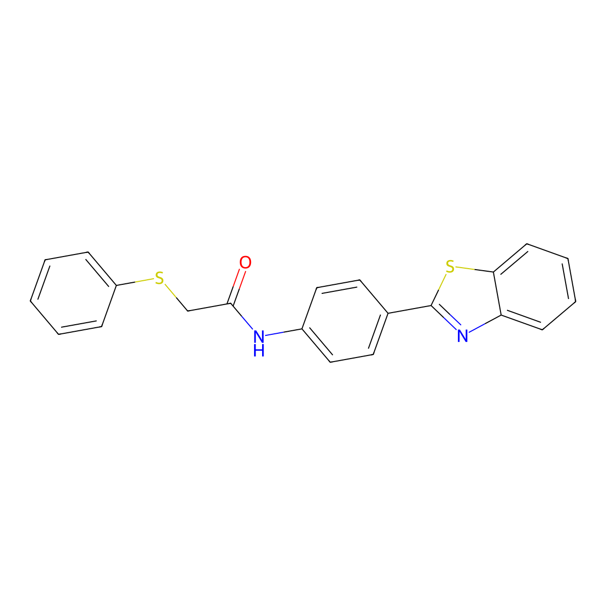 N-(4-(benzo[d]thiazol-2-yl)phenyl)-2-(phenylthio)acetamide molecular structure, CAS 381192-86-5