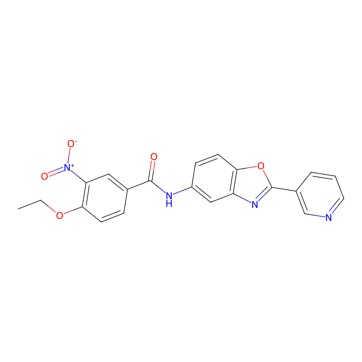 4-ethoxy-3-nitro-N-(2-pyridin-3-yl-1,3-benzoxazol-5-yl)benzamide molecular structure, CAS 381192-98-9