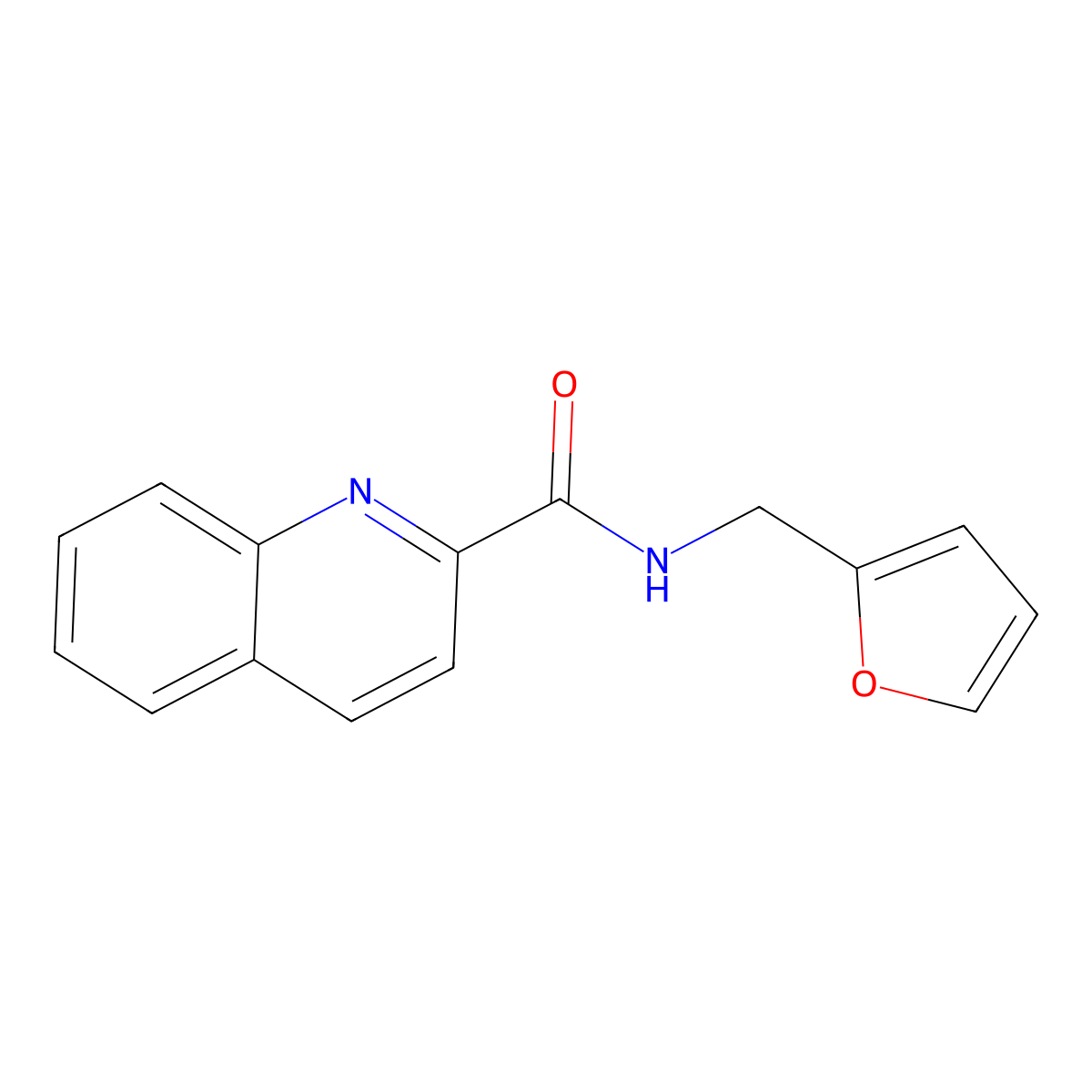 N-(furan-2-ylmethyl)quinoline-2-carboxamide molecular structure, CAS 381193-28-8