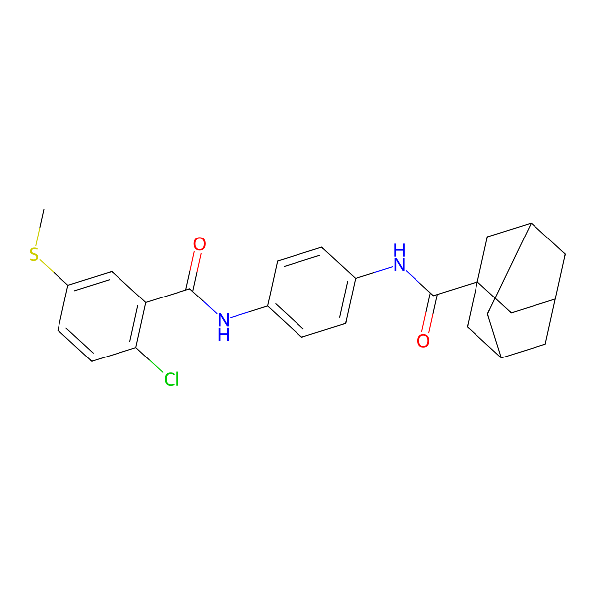 N-[4-[(2-chloro-5-methylsulfanylbenzoyl)amino]phenyl]adamantane-1-carboxamide molecular structure, CAS 381193-30-2