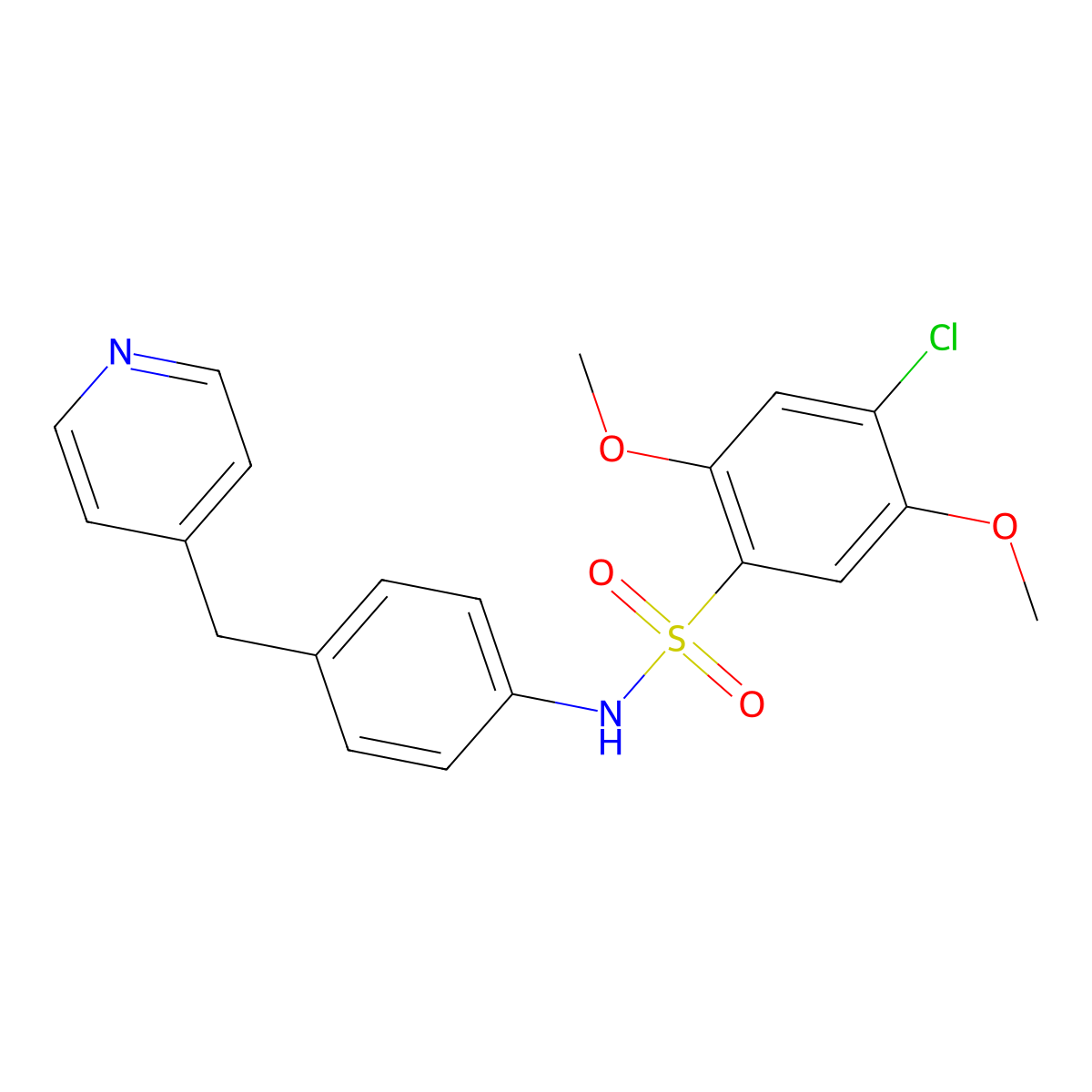 4-chloro-2,5-dimethoxy-N-[4-(pyridin-4-ylmethyl)phenyl]benzenesulfonamide molecular structure, CAS 381193-35-7