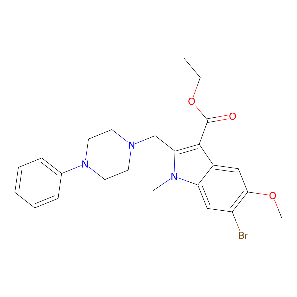 ethyl 6-bromo-5-methoxy-1-methyl-2-[(4-phenylpiperazin-1-yl)methyl]-1H-indole-3-carboxylate molecular structure, CAS 381193-40-4
