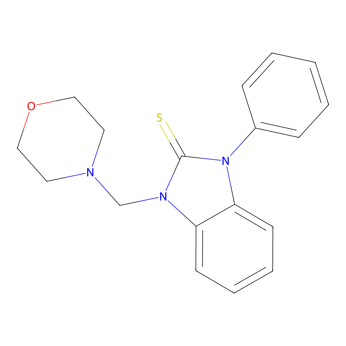 1-(Morpholinomethyl)-3-phenyl-benzimidazole-2-thione molecular structure, CAS 381193-41-5