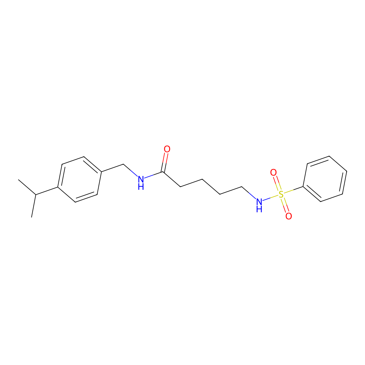 5-(benzenesulfonamido)-N-[(4-propan-2-ylphenyl)methyl]pentanamide molecular structure, CAS 381193-45-9