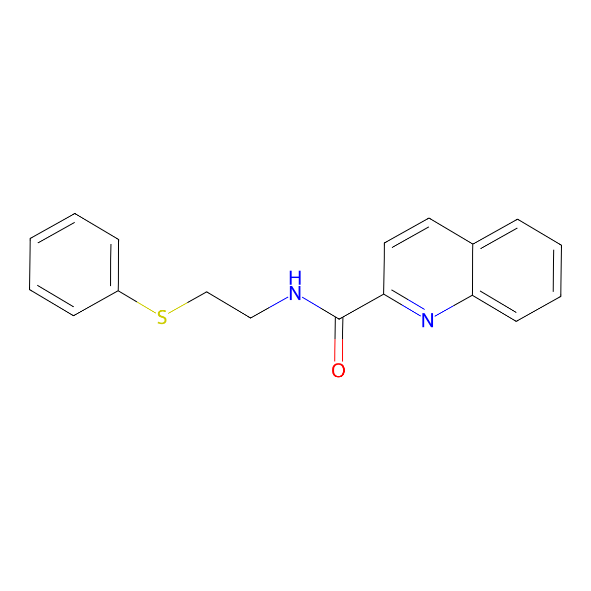 N-(2-phenylsulfanylethyl)quinoline-2-carboxamide molecular structure, CAS 381193-51-7