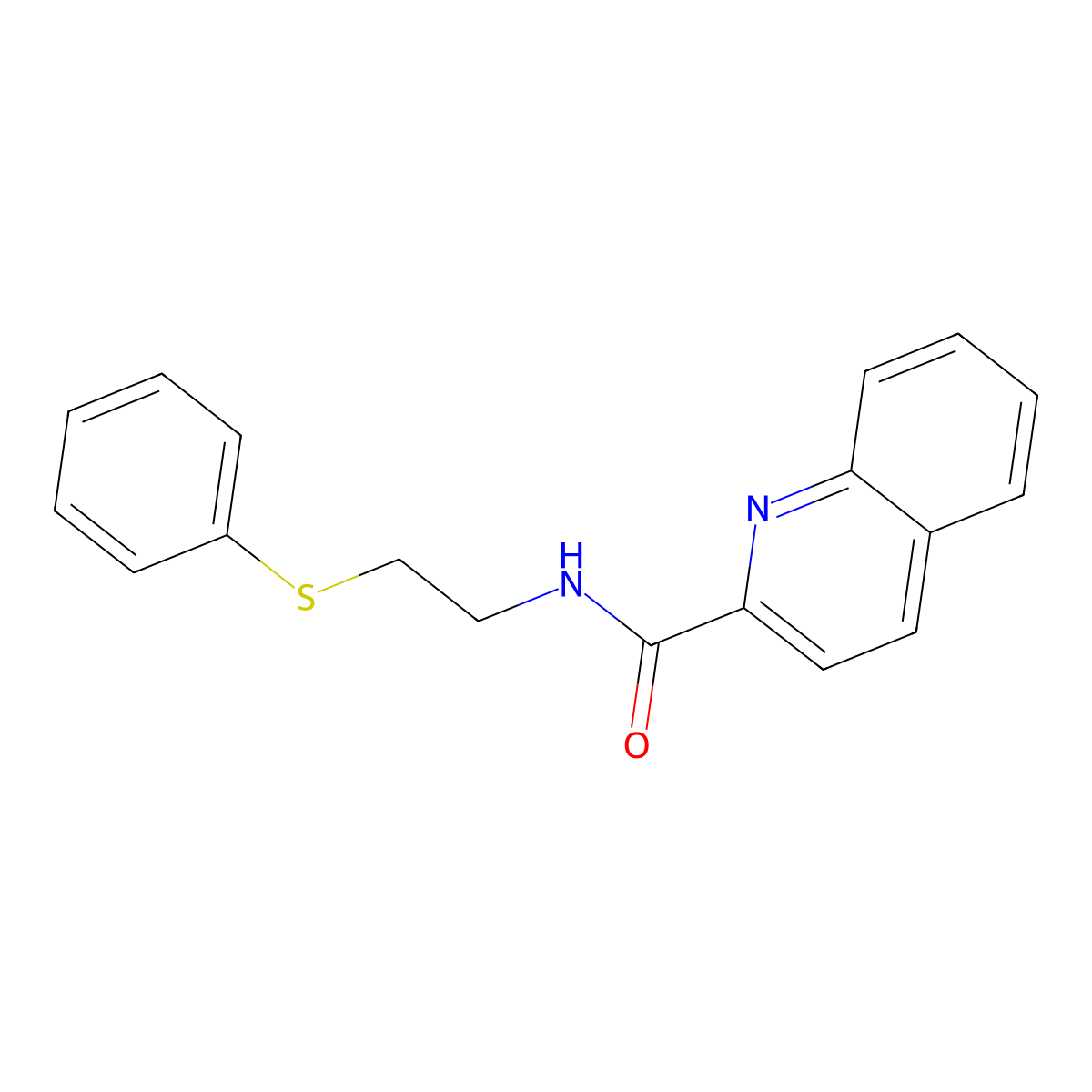N-(2-phenylsulfanylethyl)quinoline-2-carboxamide molecular structure, CAS 381193-51-7