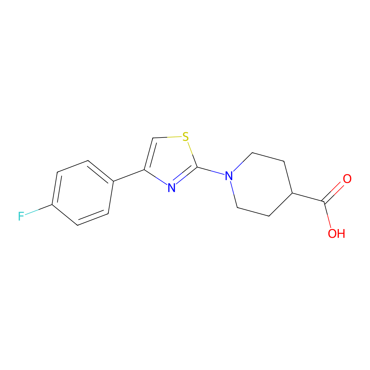 1-[4-(4-Fluorophenyl)-1,3-thiazol-2-yl]piperidine-4-carboxylic acid molecular structure, CAS 381193-57-3