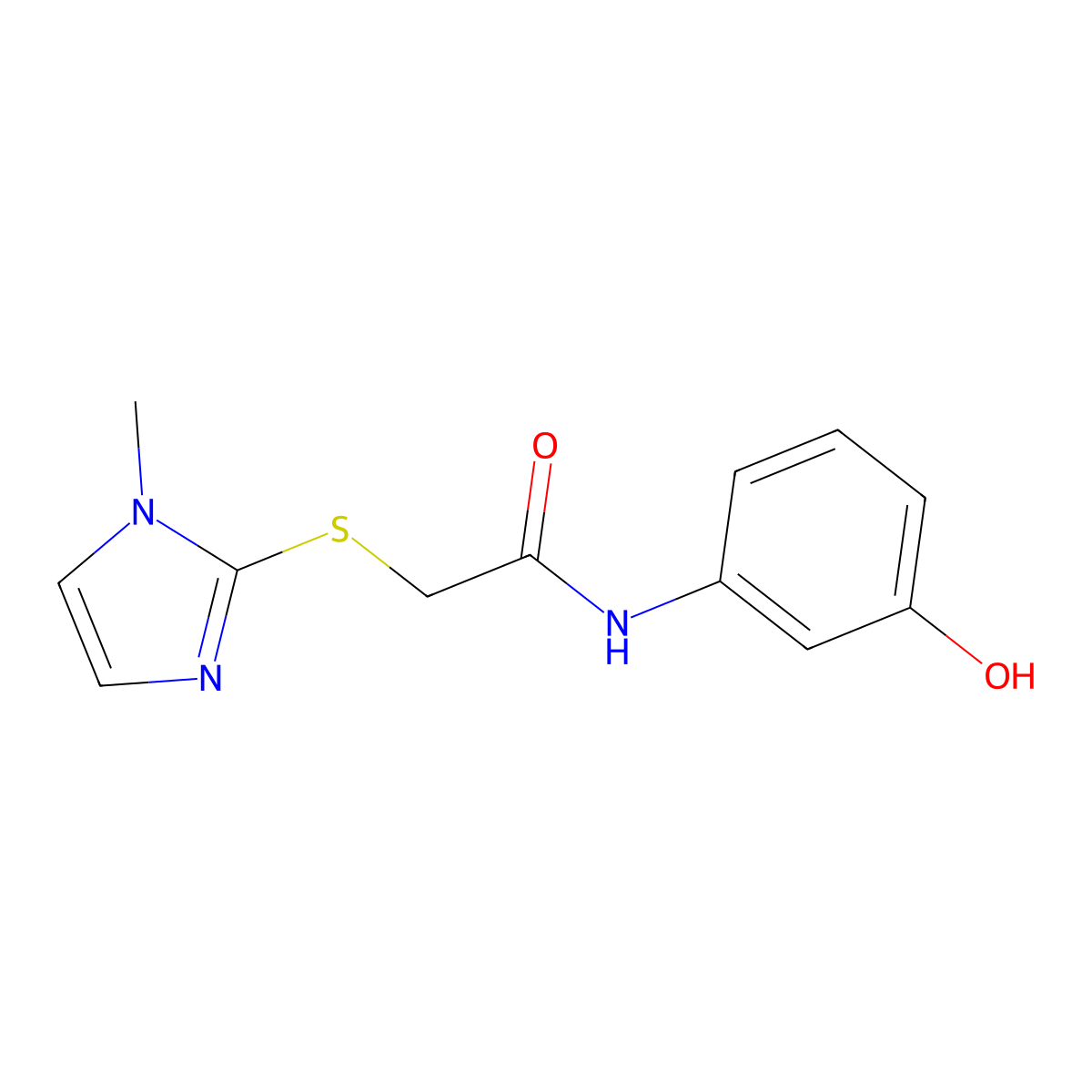 N-(3-hydroxyphenyl)-2-(1-methylimidazol-2-yl)sulfanylacetamide molecular structure, CAS 381193-60-8
