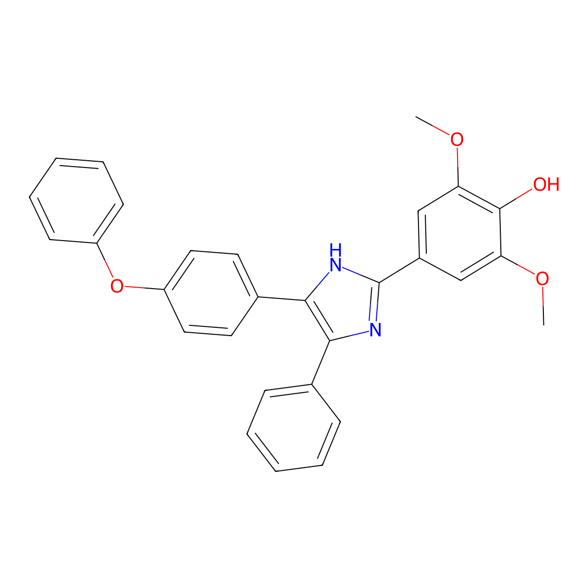2,6-dimethoxy-4-(4-(4-phenoxyphenyl)-5-phenyl-1H-imidazol-2-yl)phenol molecular structure, CAS 381193-70-0