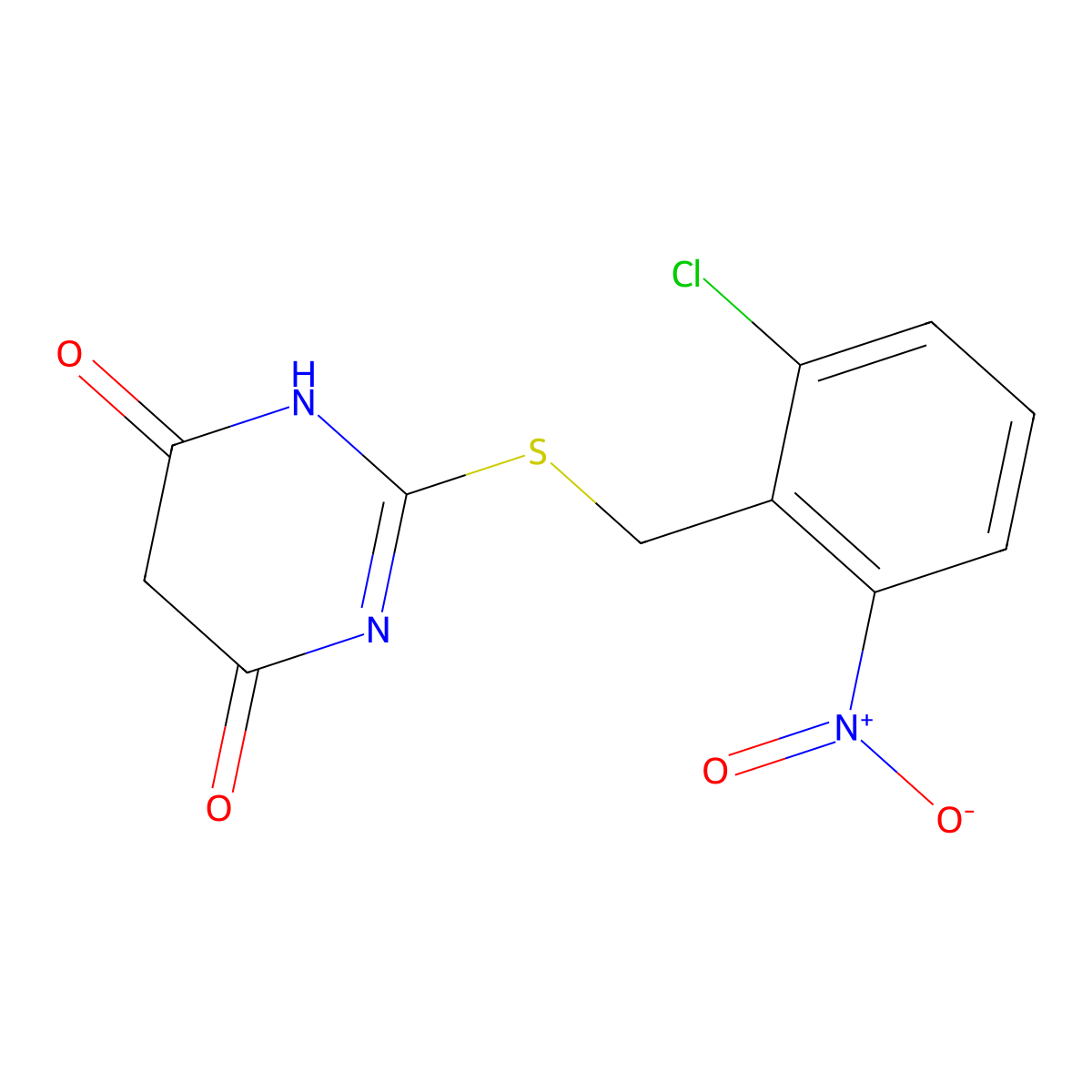 2-[(2-chloro-6-nitrophenyl)methylsulfanyl]-1H-pyrimidine-4,6-dione molecular structure, CAS 381193-78-8