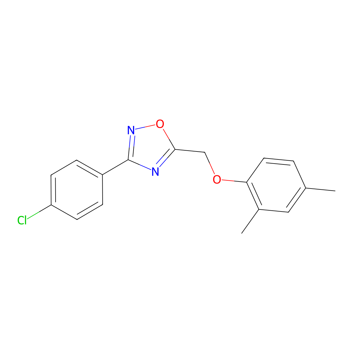 3-(4-Chlorophenyl)-5-[(2,4-dimethylphenoxy)methyl]-1,2,4-oxadiazole molecular structure, CAS 381193-89-1