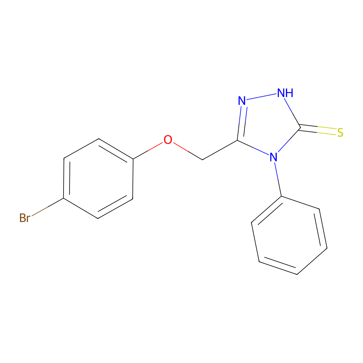 3-[(4-bromophenoxy)methyl]-4-phenyl-1H-1,2,4-triazole-5-thione molecular structure, CAS 381194-08-7