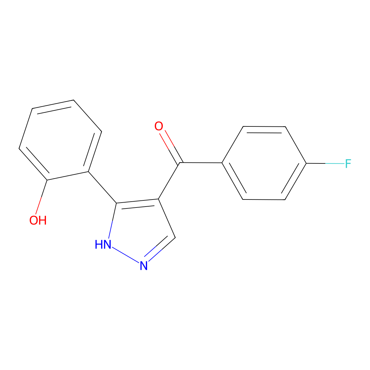(4-fluorophenyl)(3-(2-hydroxyphenyl)-1H-pyrazol-4-yl)methanone molecular structure, CAS 381194-09-8