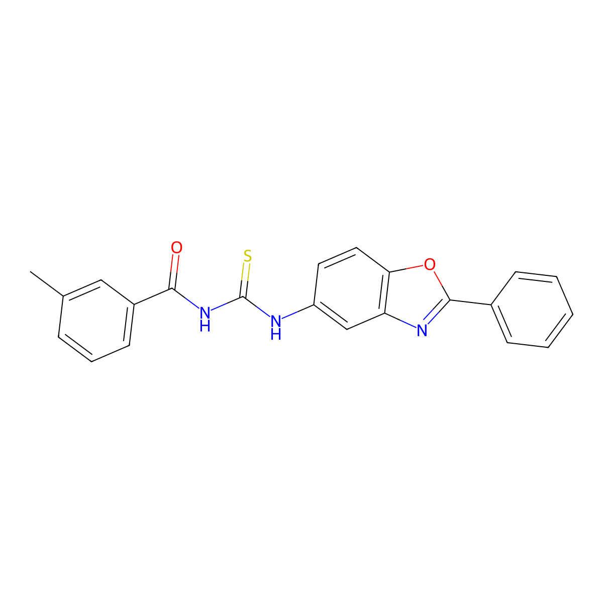 3-methyl-N-[(2-phenyl-1,3-benzoxazol-5-yl)carbamothioyl]benzamide molecular structure, CAS 381194-26-9